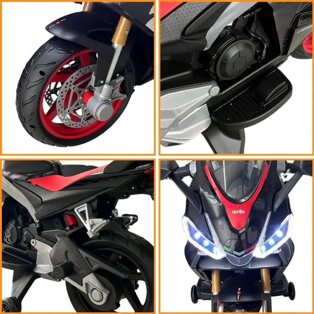 Aprilia RS660 Elektrische Kindermotor 12V - Zwart - afbeelding 3 van 6