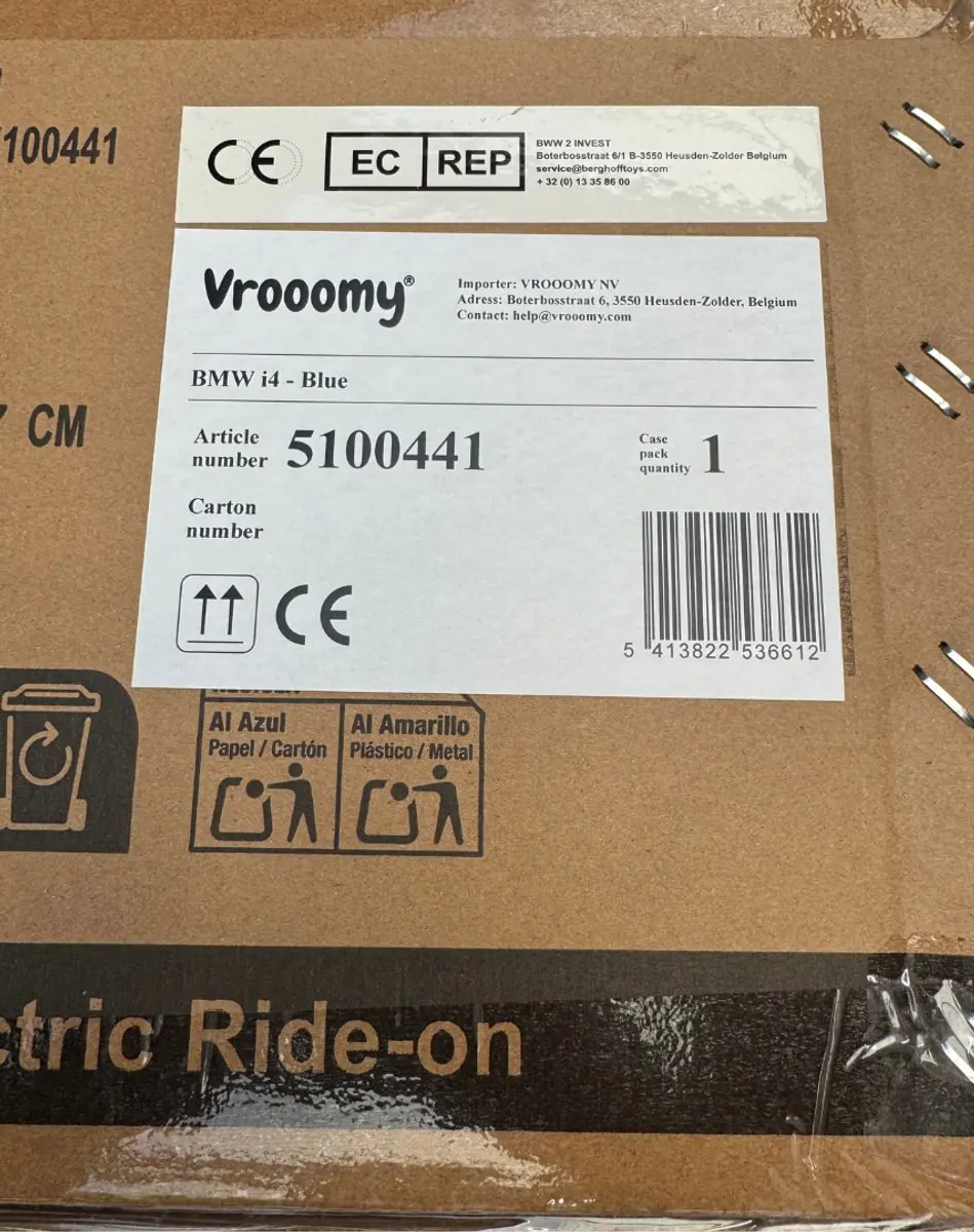 Vrooomy BMW i4 12V Kinderauto - Blauw - afbeelding 5 van 6