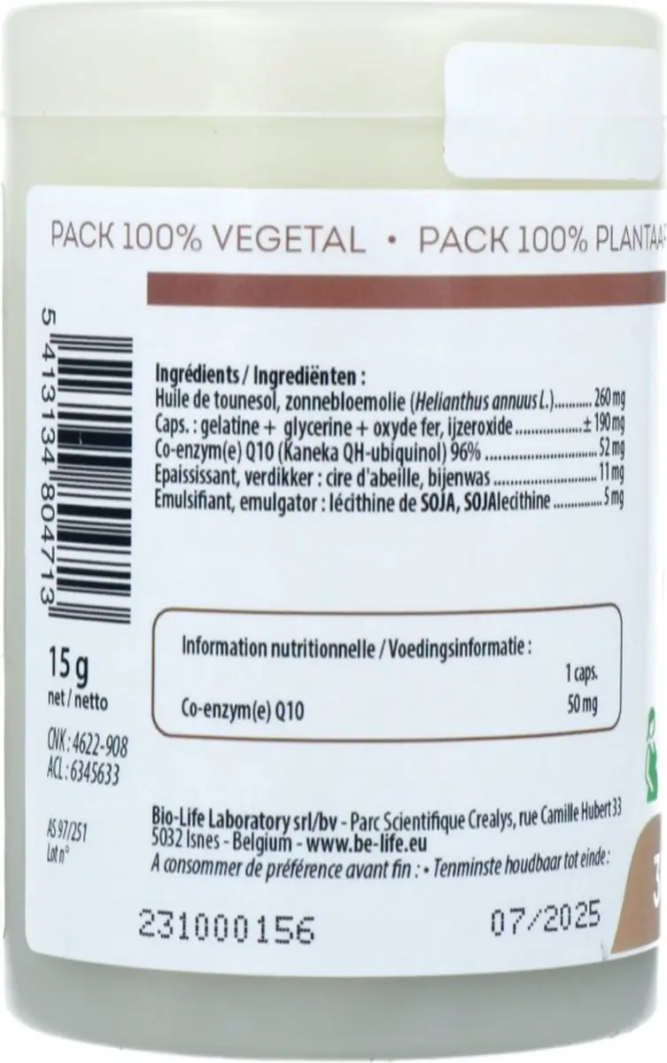 Be-Life Co-Q10 Ubiquinol 30 Capsules - afbeelding 3 van 6
