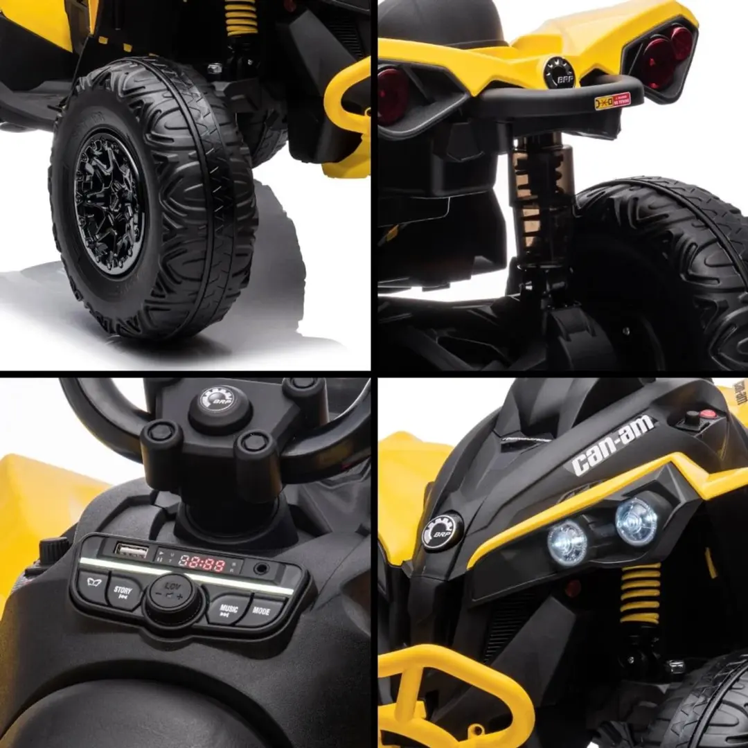 Vrooomy Can-Am Renegade 850 12V Kinderquad - Geel - afbeelding 5 van 6
