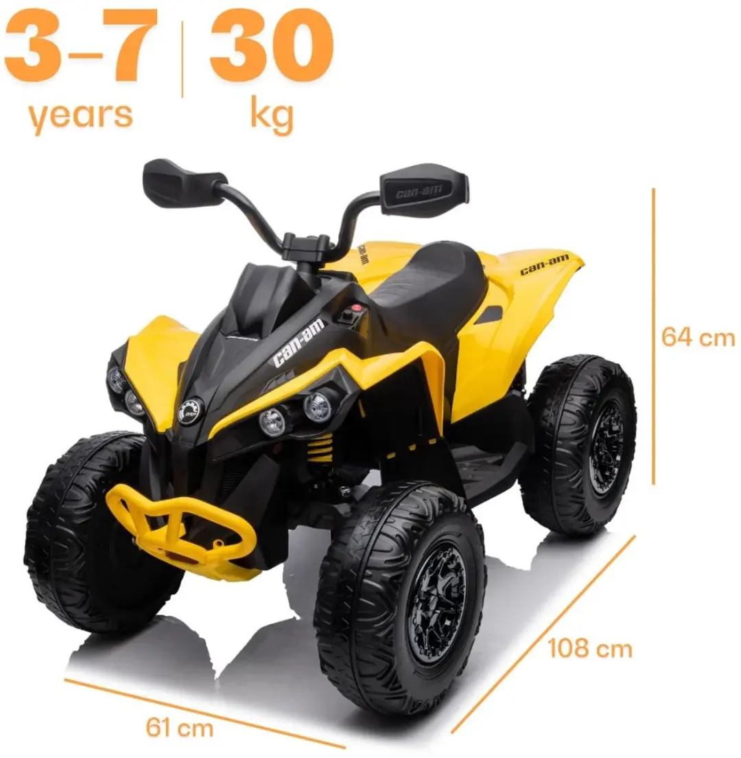 Vrooomy Can-Am Renegade 850 12V Kinderquad - Geel - afbeelding 2 van 6