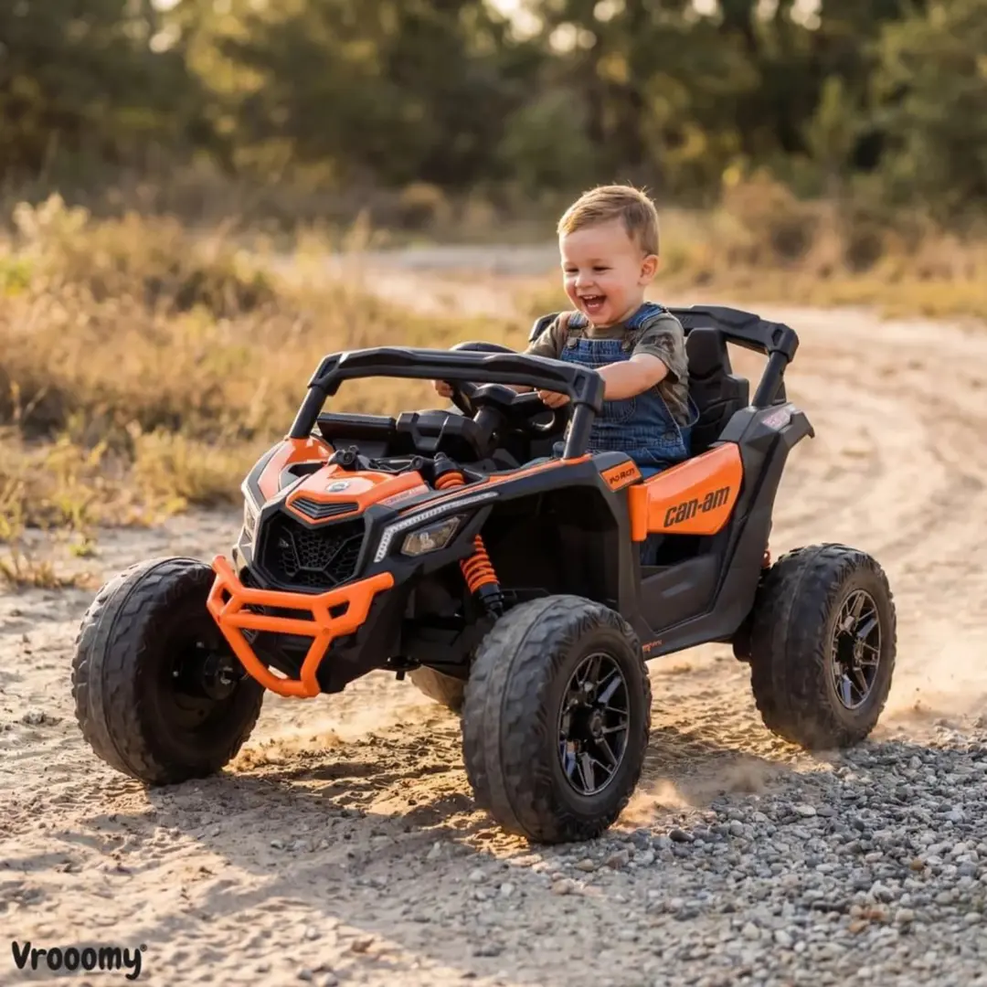Vrooomy Can-Am Maverick R 12V Elektrische Kinderauto 4x4 - Oranje - afbeelding 4 van 6