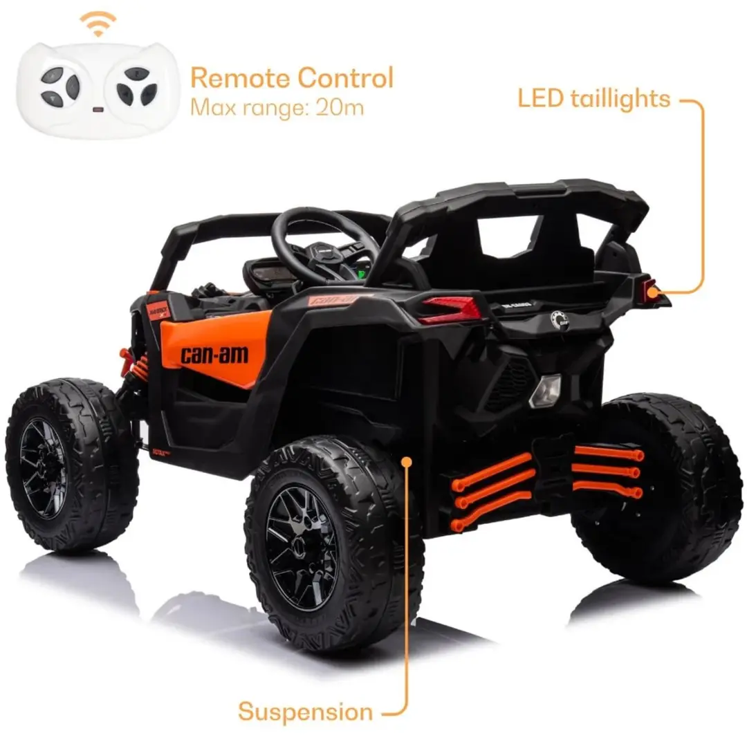 Vrooomy Can-Am Maverick R 12V Elektrische Kinderauto 4x4 - Oranje - afbeelding 2 van 6
