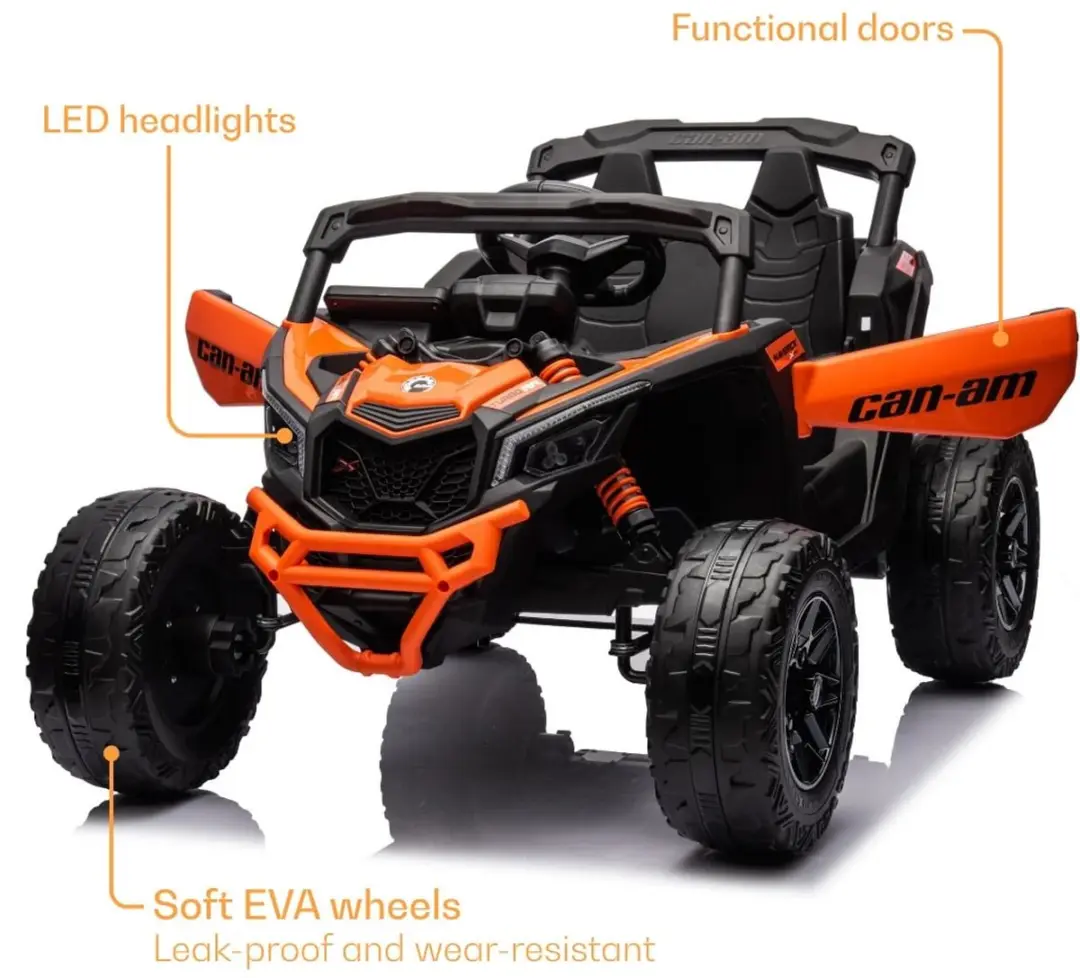 Vrooomy Can-Am Maverick R 12V Elektrische Kinderauto 4x4 - Oranje - afbeelding 5 van 6