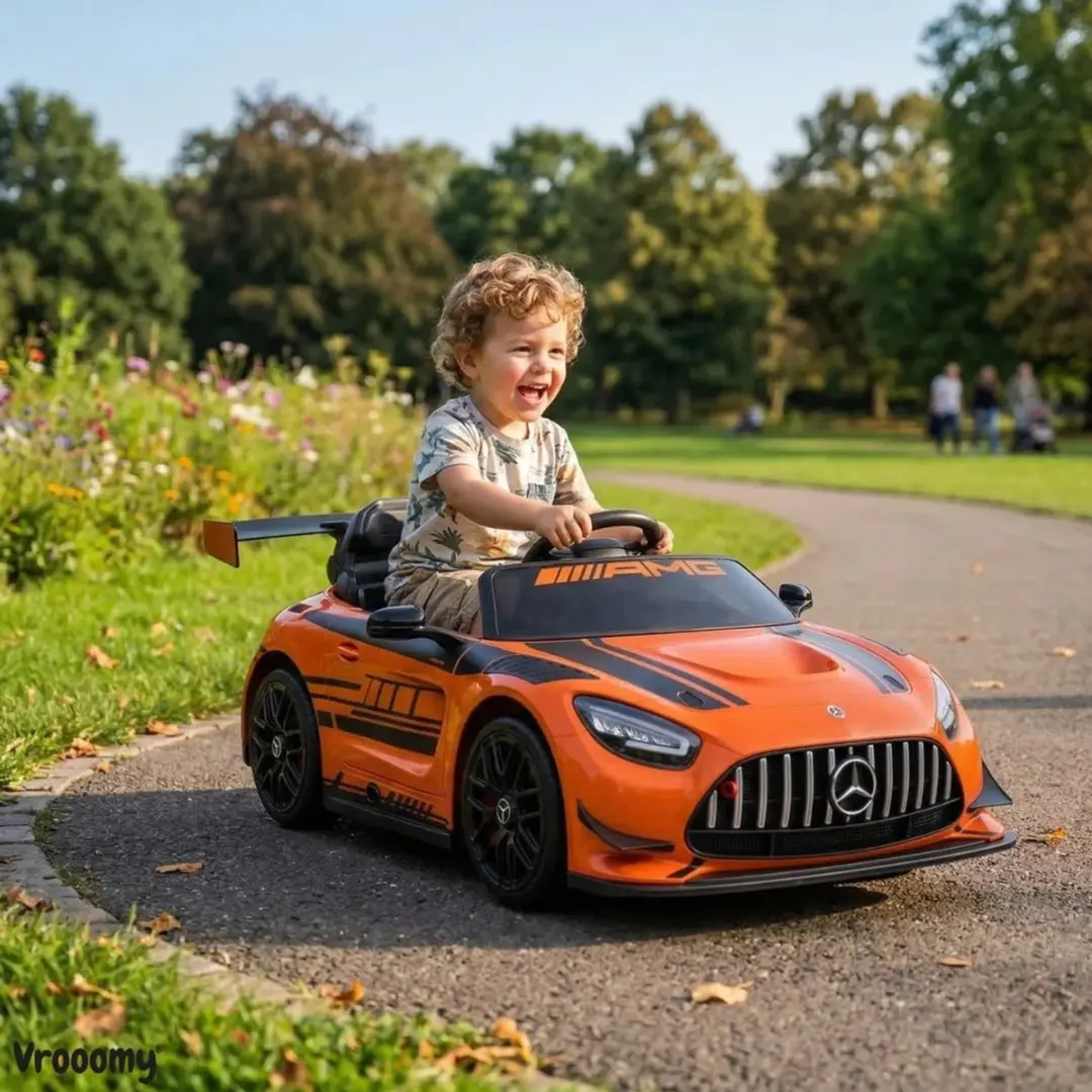 Vrooomy Mercedes-AMG GT3 12V Kinderauto - Oranje - afbeelding 5 van 6