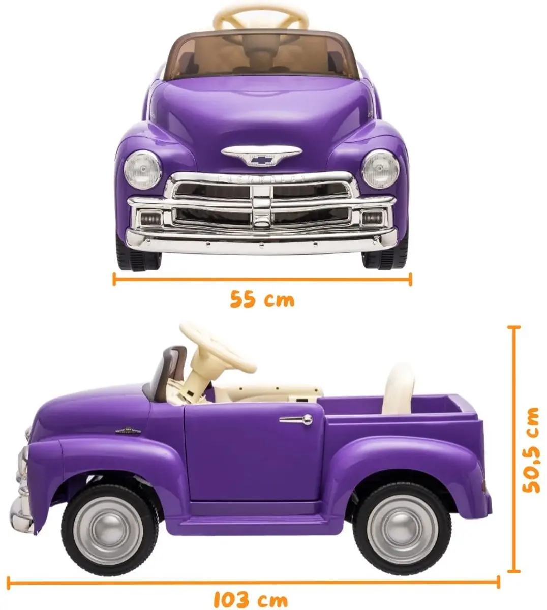Vrooomy Chevrolet 3100 Elektrische Kinderauto 12V - Paars - afbeelding 5 van 6