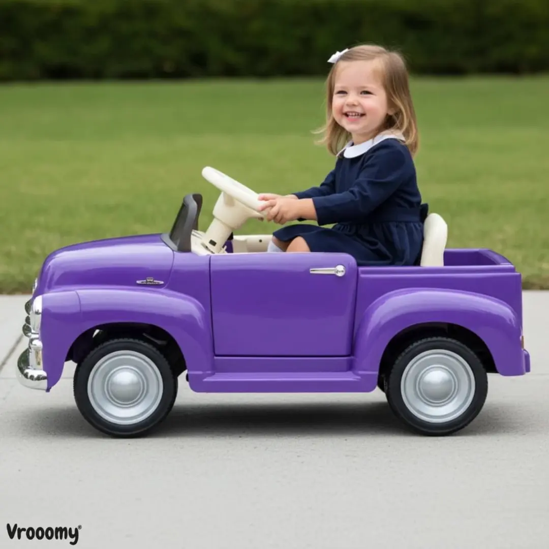 Vrooomy Chevrolet 3100 Elektrische Kinderauto 12V - Paars - afbeelding 4 van 6