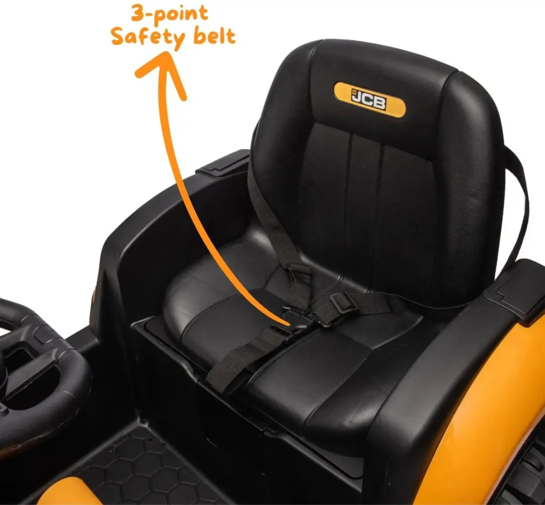 Vrooomy JCB 3CX Sitemaster Elektrische Kindertractor 12V - Geel - afbeelding 3 van 6