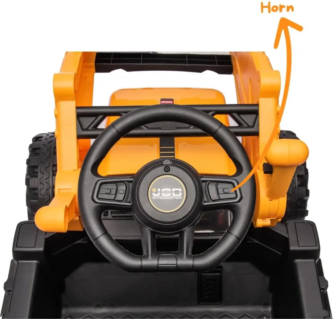 Vrooomy JCB 3CX Sitemaster Elektrische Kindertractor 12V - Geel - afbeelding 6 van 6