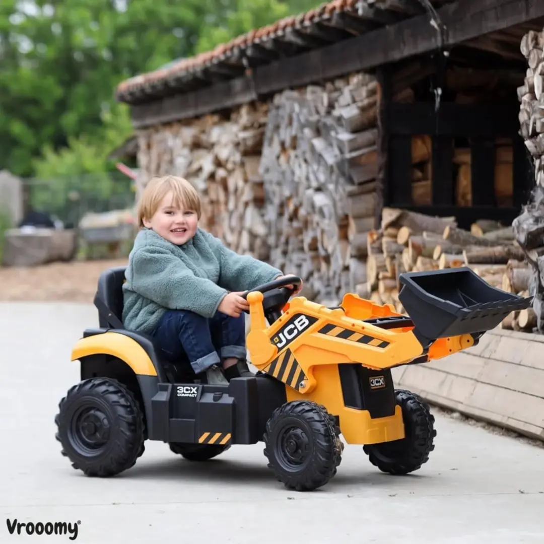 Vrooomy JCB 3CX Sitemaster Elektrische Kindertractor 12V - Geel - afbeelding 5 van 6