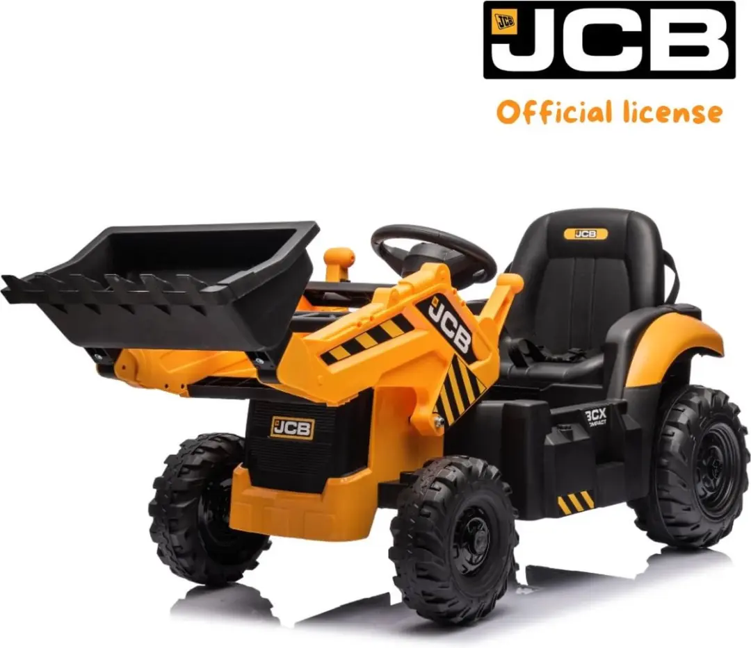 Vrooomy JCB 3CX Sitemaster Elektrische Kindertractor 12V - Geel - afbeelding 2 van 6