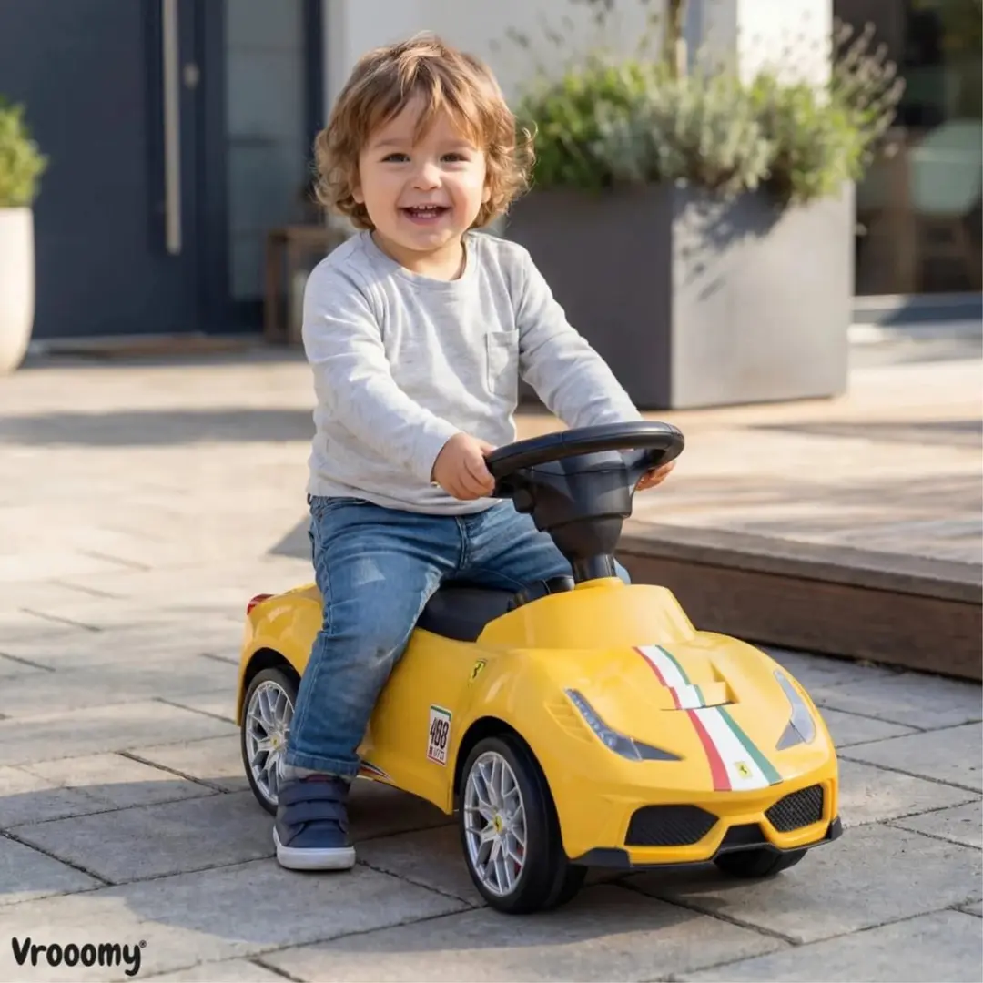Vrooomy Ferrari 488 Loopauto Geel - 1 tot 3 jaar - afbeelding 2 van 6