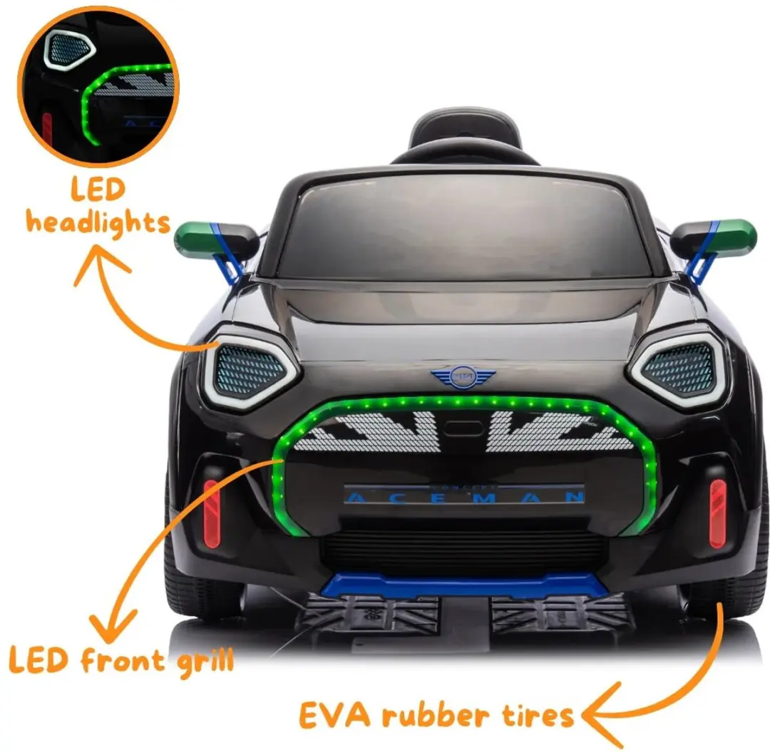 Vrooomy MINI Aceman Concept 12V Kinderauto - Zwart - afbeelding 2 van 6