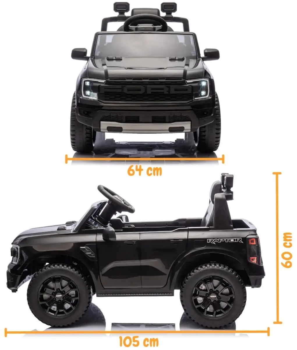 Vrooomy Ford Raptor 12V Kinderauto - Zwart - afbeelding 3 van 6