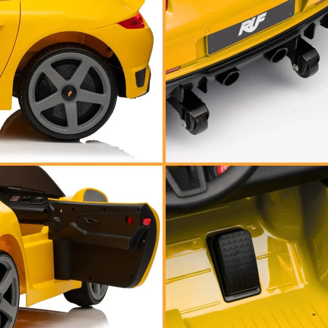 Vrooomy RUF GT 12V Kinderauto - Geel - afbeelding 6 van 6