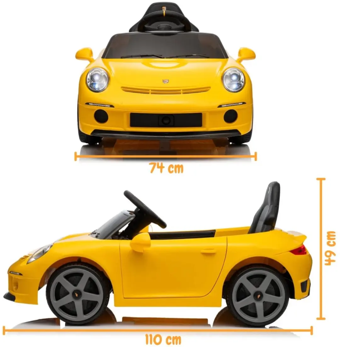 Vrooomy RUF GT 12V Kinderauto - Geel - afbeelding 3 van 6