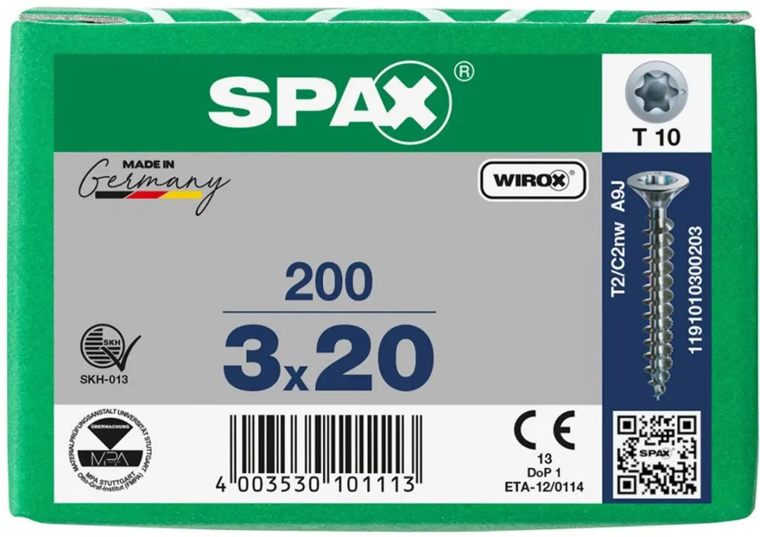 Spax WIROX Torx 10 Platkop 3x20mm - 200 Stuks - afbeelding 3 van 6