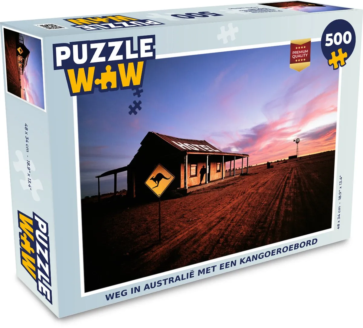 PuzzleWow Weg in Australië met een Kangoeroebord Legpuzzel 500 Stuks - Multicolor