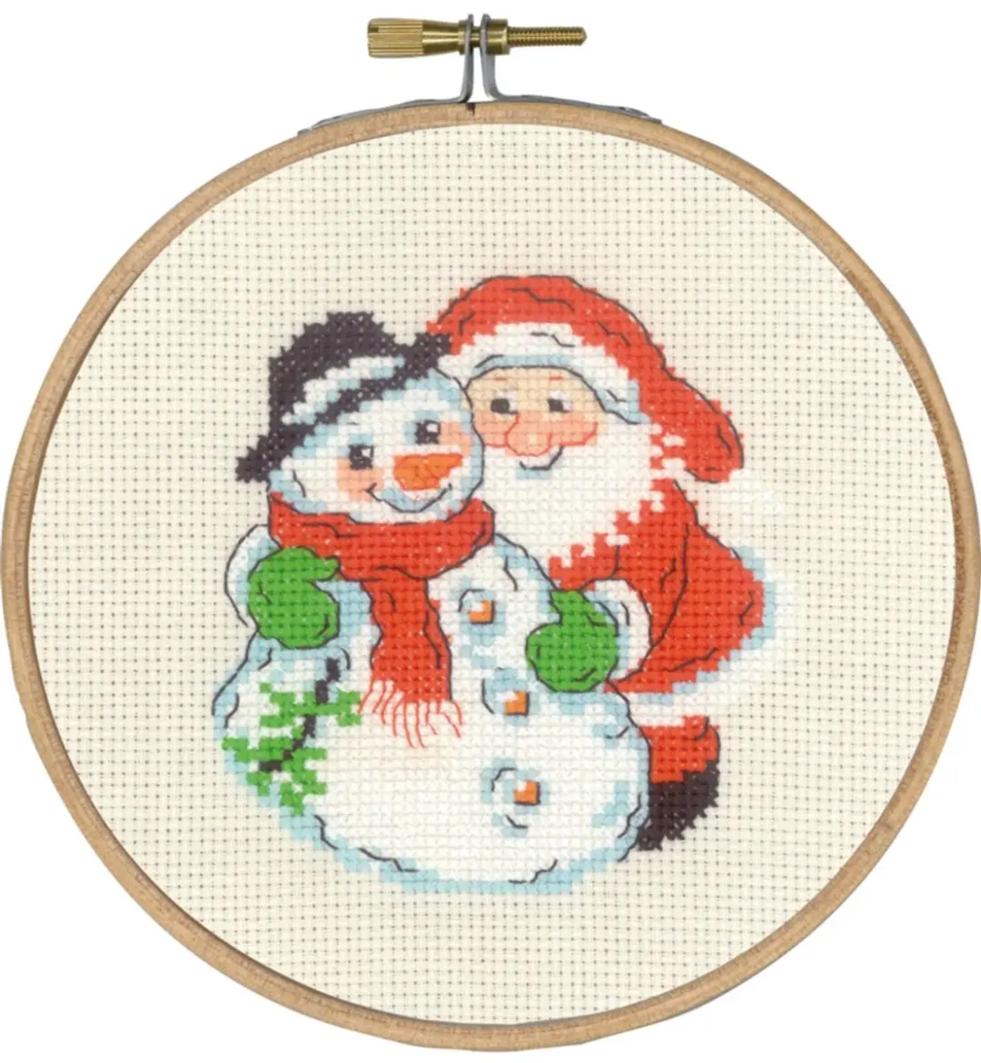 Permin borduurpakket Sneeuwpop en Kerstman 13-5287 telpatroon incl. borduurring
