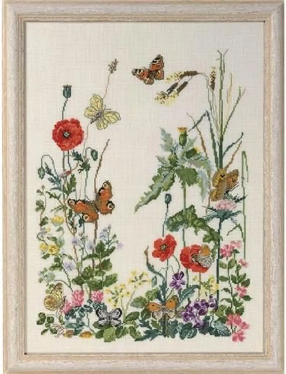 Permin borduurpakket vlinders en bloemen borduren 70-4151 linnen