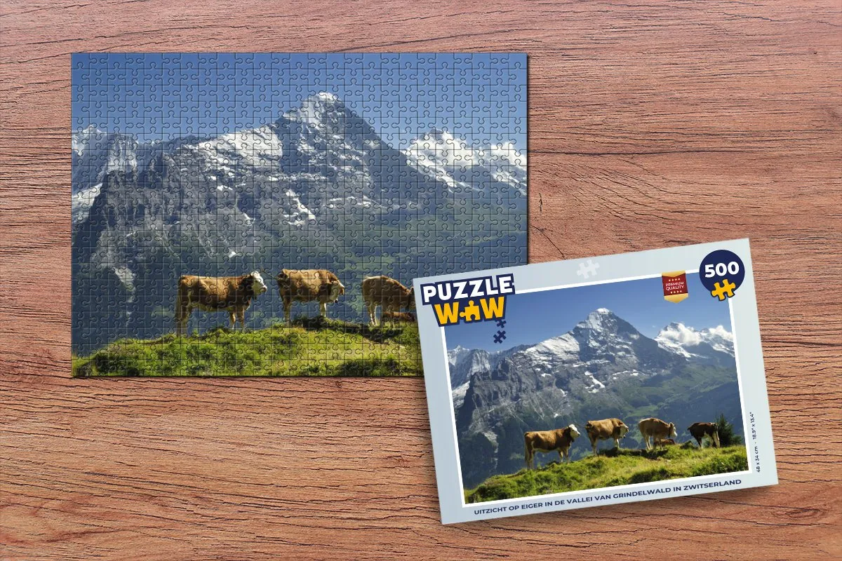PuzzleWow Zwitserland Eiger Grindelwald Legpuzzel 500 Stuks - Multicolor