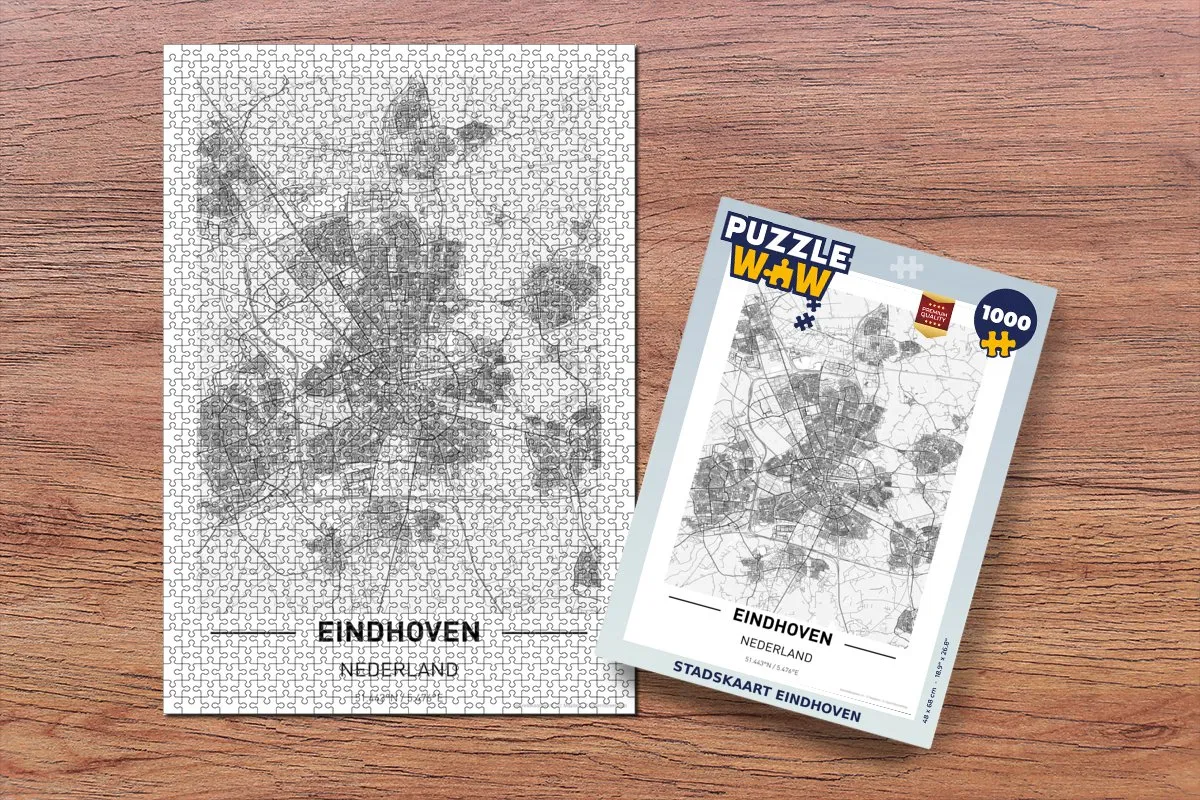 PuzzleWow Stadskaart Eindhoven Legpuzzel 1000 Stuks - Multicolor