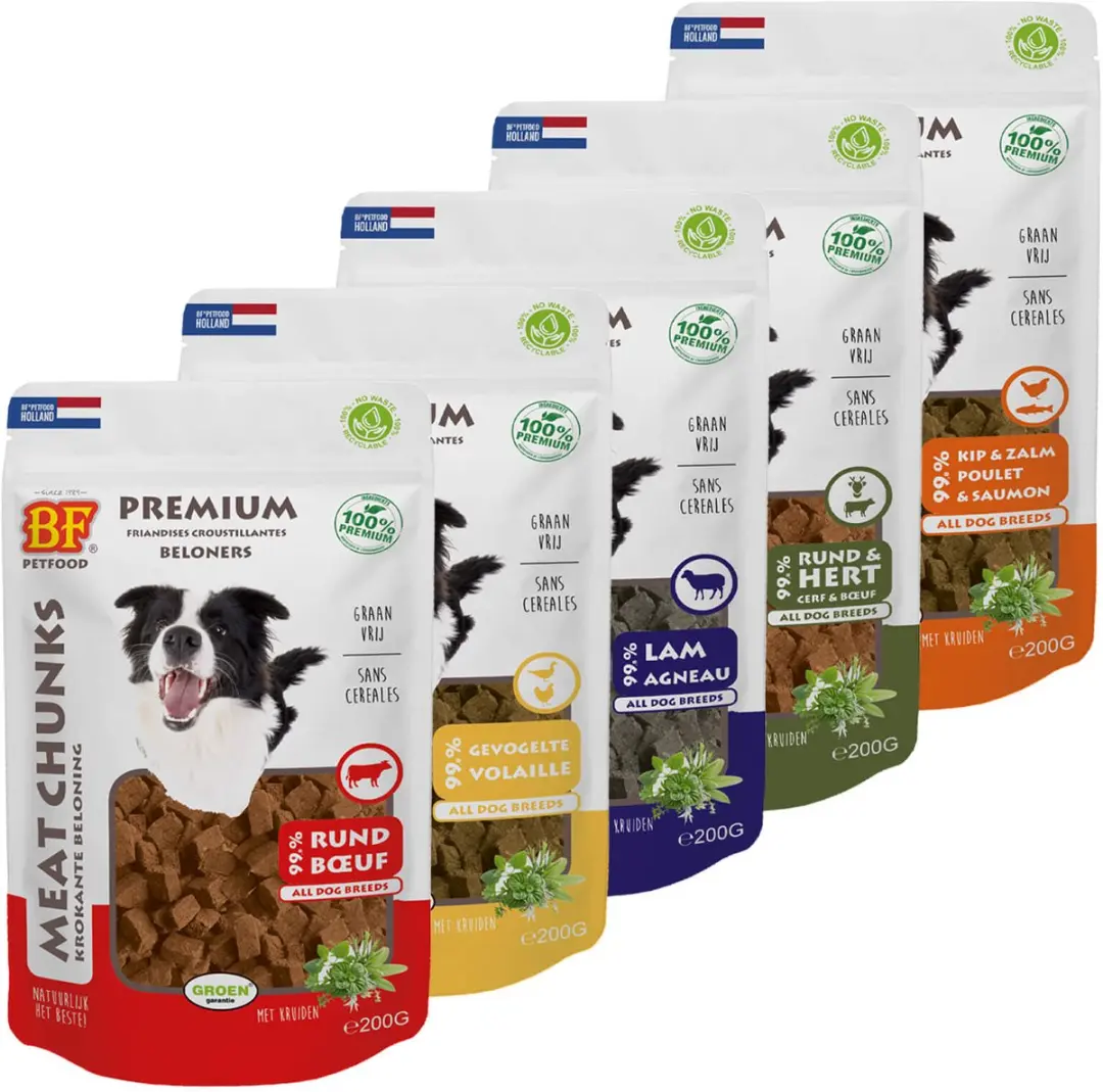 BF Petfood Meat Chunks 100g - Hondensnacks Kip & Zalm