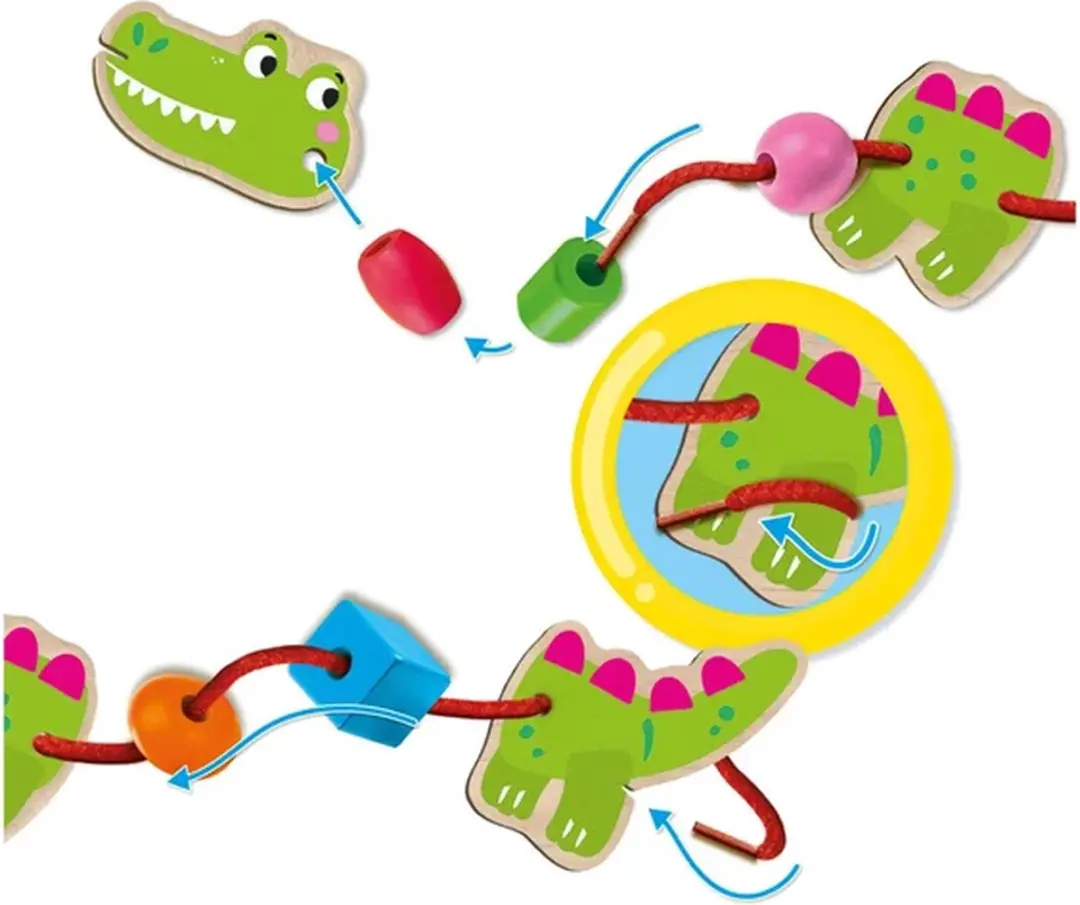 SES Creative Dieren Rijgen Montessori Speelgoed - Grote Kralen - 4 Kleuren