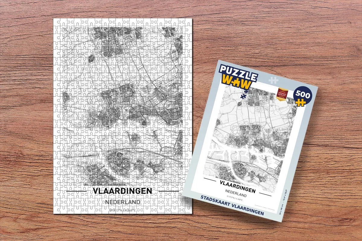 PuzzleWow Stadskaart Vlaardingen Legpuzzel 500 Stuks - Multicolor