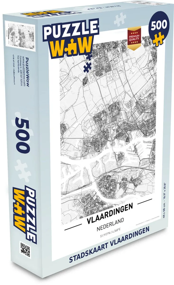 PuzzleWow Stadskaart Vlaardingen Legpuzzel 500 Stuks - Multicolor