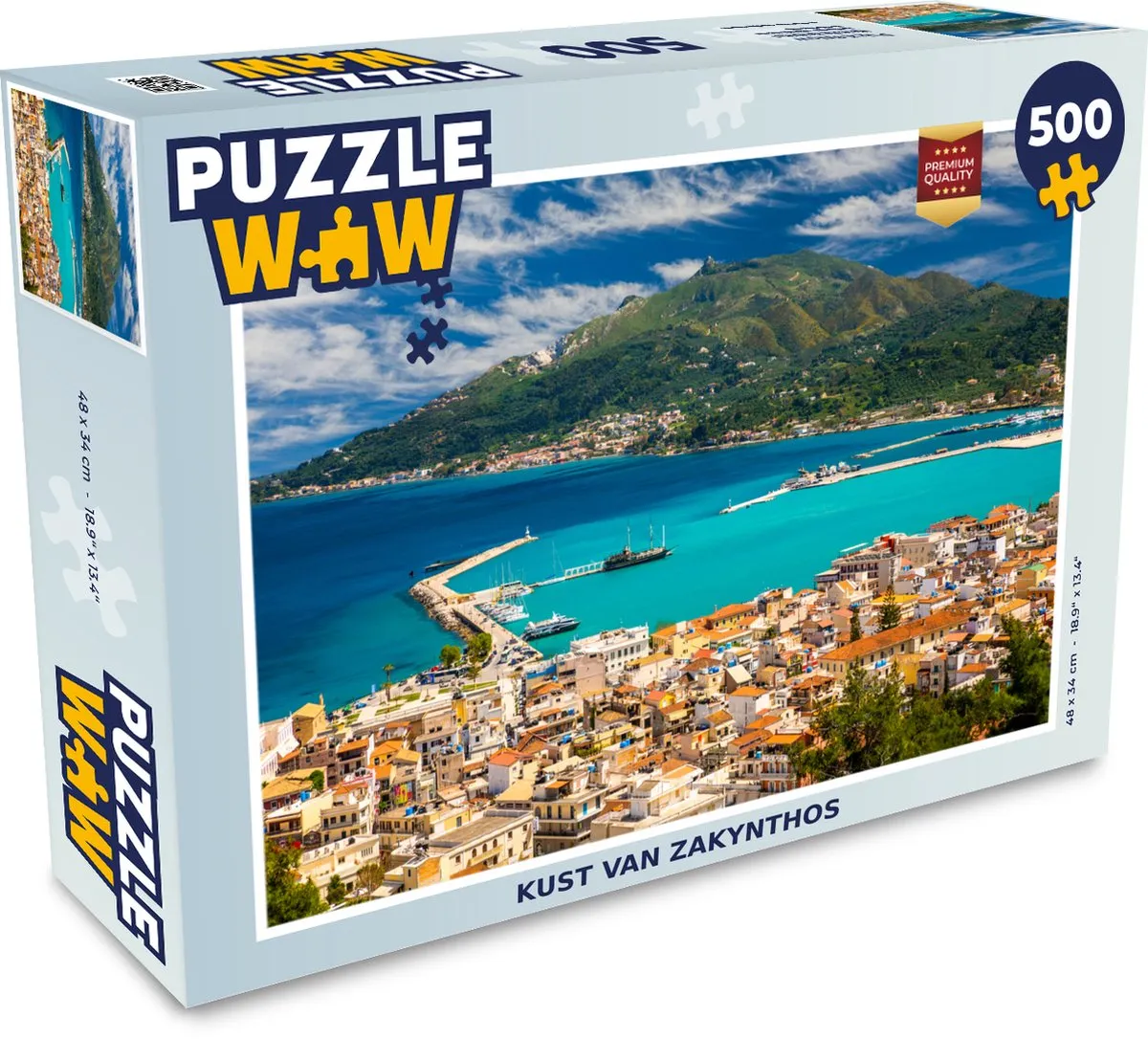 PuzzleWow Kust van Zakynthos Legpuzzel 500 Stuks - Multicolor