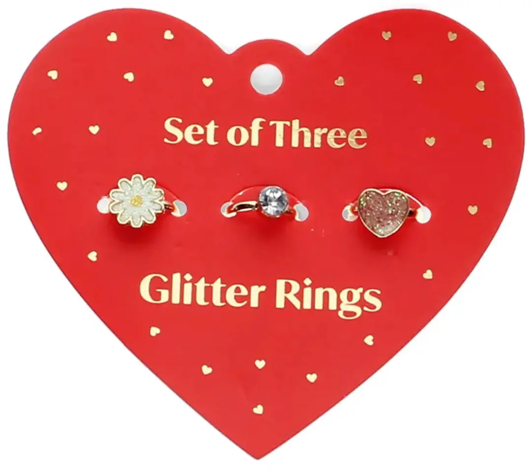 Rex London Glanzende Ring Op Hartkaart - 3 Stuks
