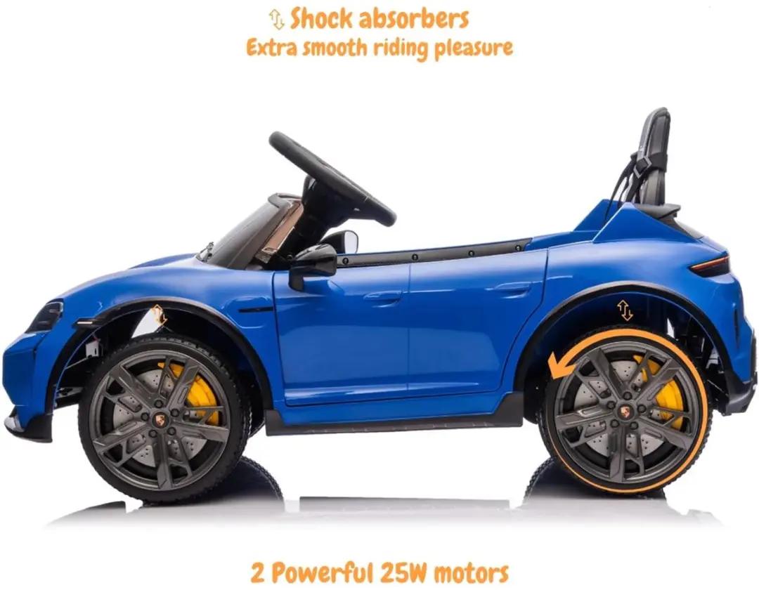 Vrooomy Porsche Taycan Turbo S 12V Kinderauto Blauw - afbeelding 6 van 6