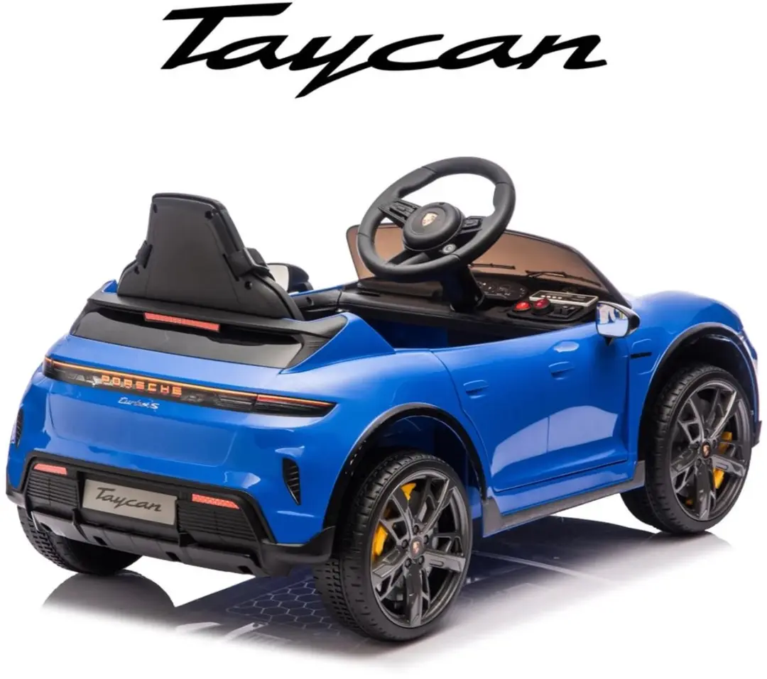 Vrooomy Porsche Taycan Turbo S 12V Kinderauto Blauw - afbeelding 3 van 6