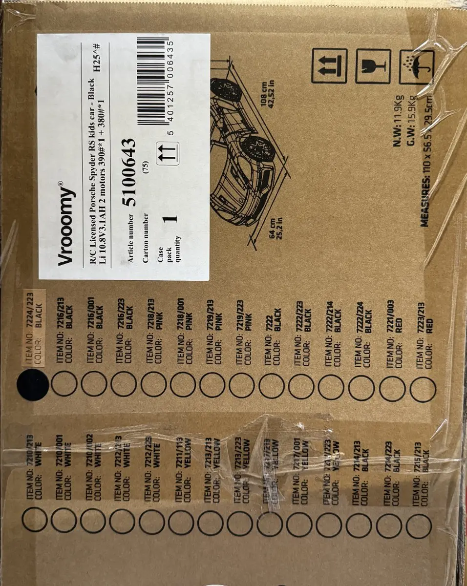 Vrooomy Porsche 718 Spyder RS 12V Elektrische Kinderauto - Zwart - afbeelding 5 van 6