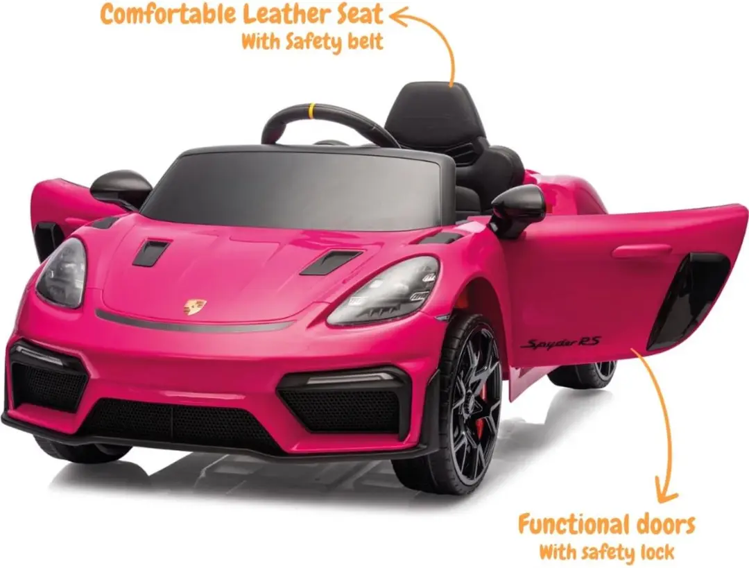 Vrooomy Porsche 718 Spyder RS 12V Kinderauto Roze - afbeelding 3 van 6