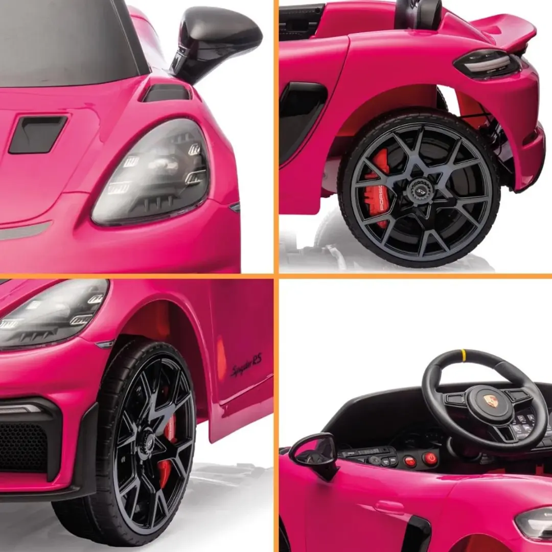 Vrooomy Porsche 718 Spyder RS 12V Kinderauto Roze - afbeelding 6 van 6