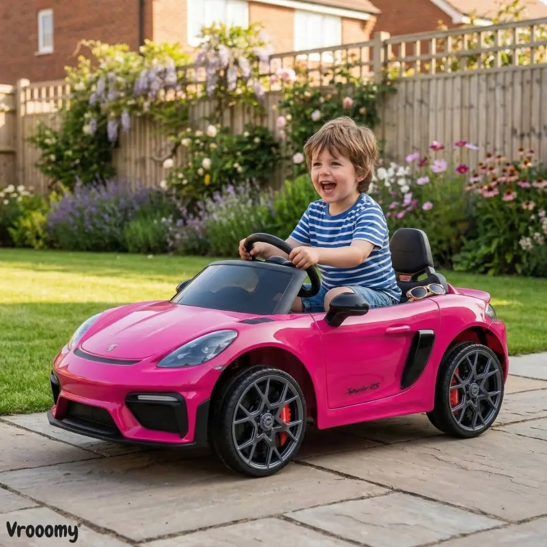 Vrooomy Porsche 718 Spyder RS 12V Kinderauto Roze - afbeelding 4 van 6