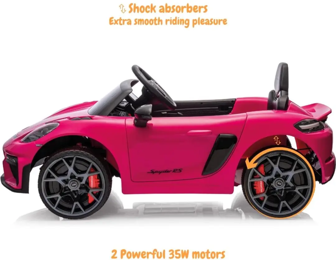 Vrooomy Porsche 718 Spyder RS 12V Kinderauto Roze - afbeelding 2 van 6