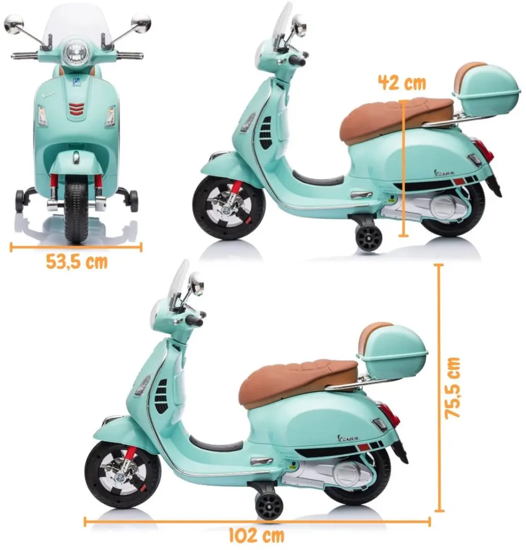 Vrooomy Vespa GT Full Option Elektrische Scooter 6V - Blauw - afbeelding 3 van 6