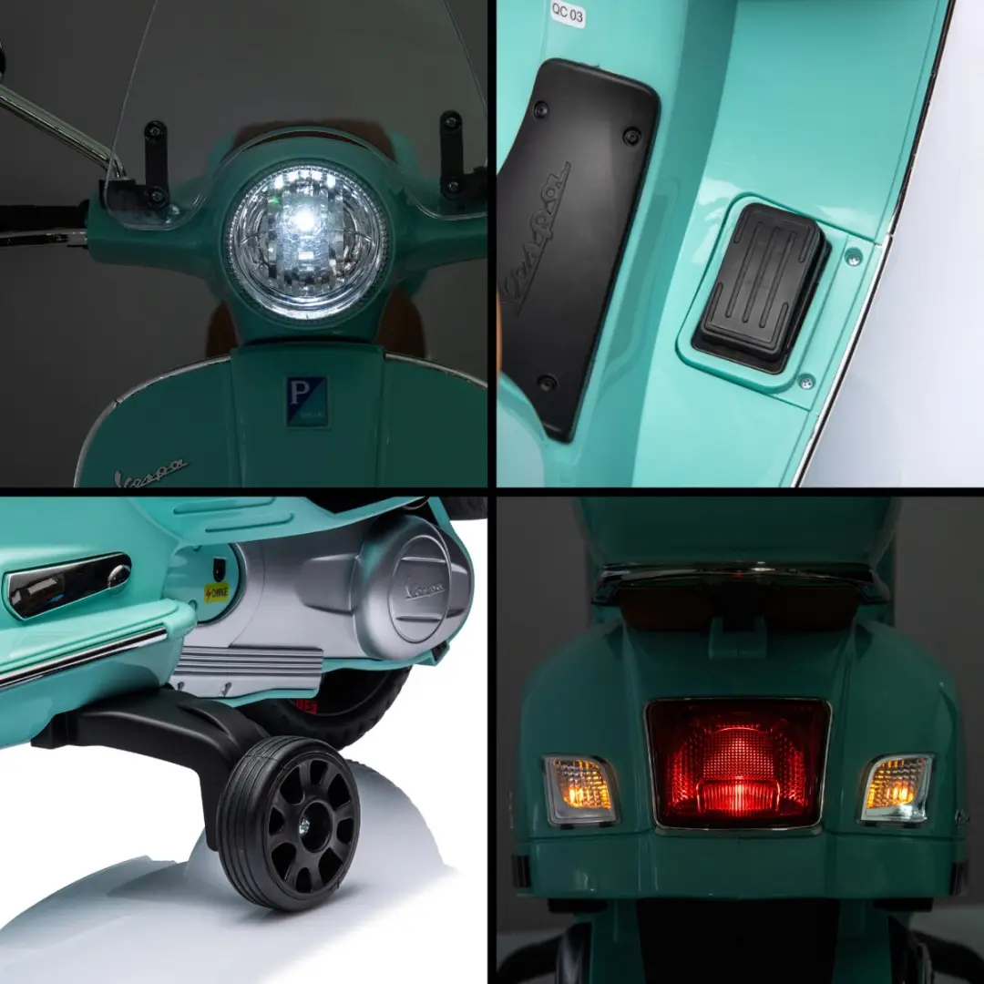 Vrooomy Vespa GT Full Option Elektrische Scooter 6V - Blauw - afbeelding 6 van 6
