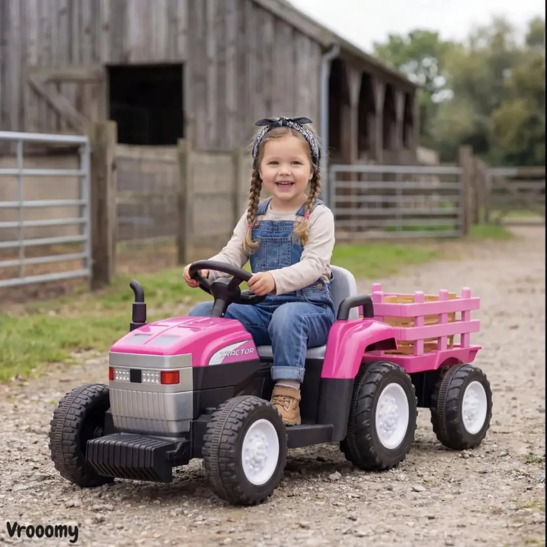 Vrooomy T7 12V Kindertractor Roze - 5100649 - afbeelding 5 van 6