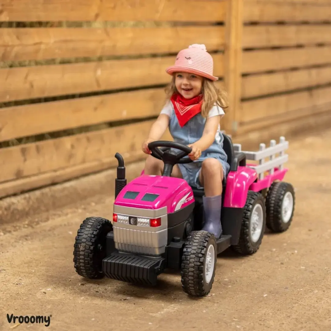Vrooomy T7 12V Kindertractor Roze - 5100649 - afbeelding 4 van 6