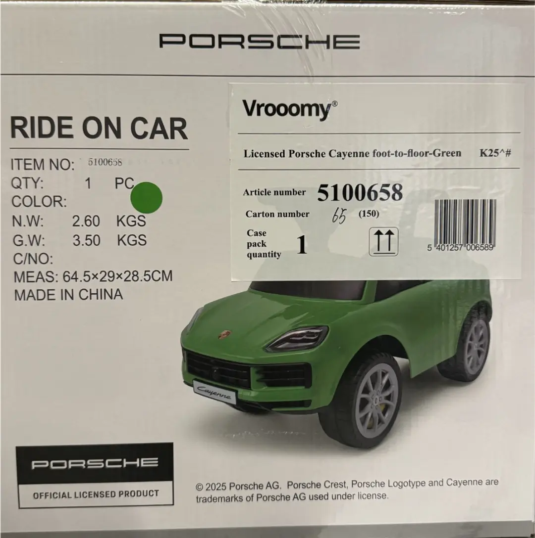 Vrooomy Porsche Cayenne Loopauto Groen - 5100658 - afbeelding 5 van 6