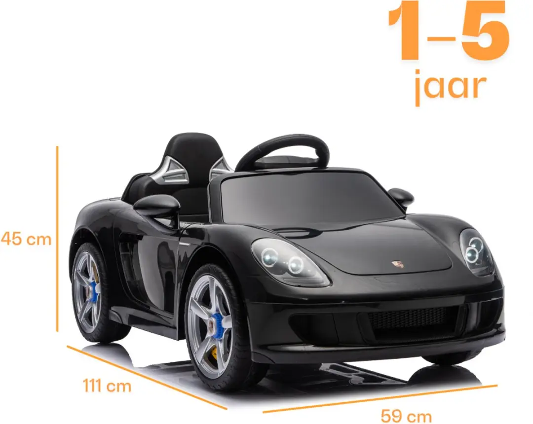 Vrooomy Porsche Carrera GT 12V Kinderauto - Zwart - afbeelding 6 van 6