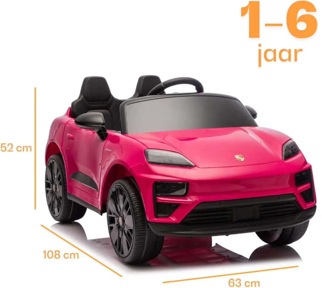 Vrooomy Porsche Macan Turbo 12V Kinderauto Roze - afbeelding 6 van 6