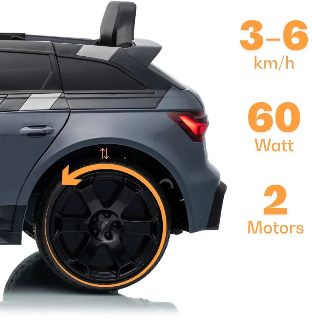 Vrooomy Audi RS6 Avant GT Elektrische Kinderauto 12V - Grijs - afbeelding 2 van 6