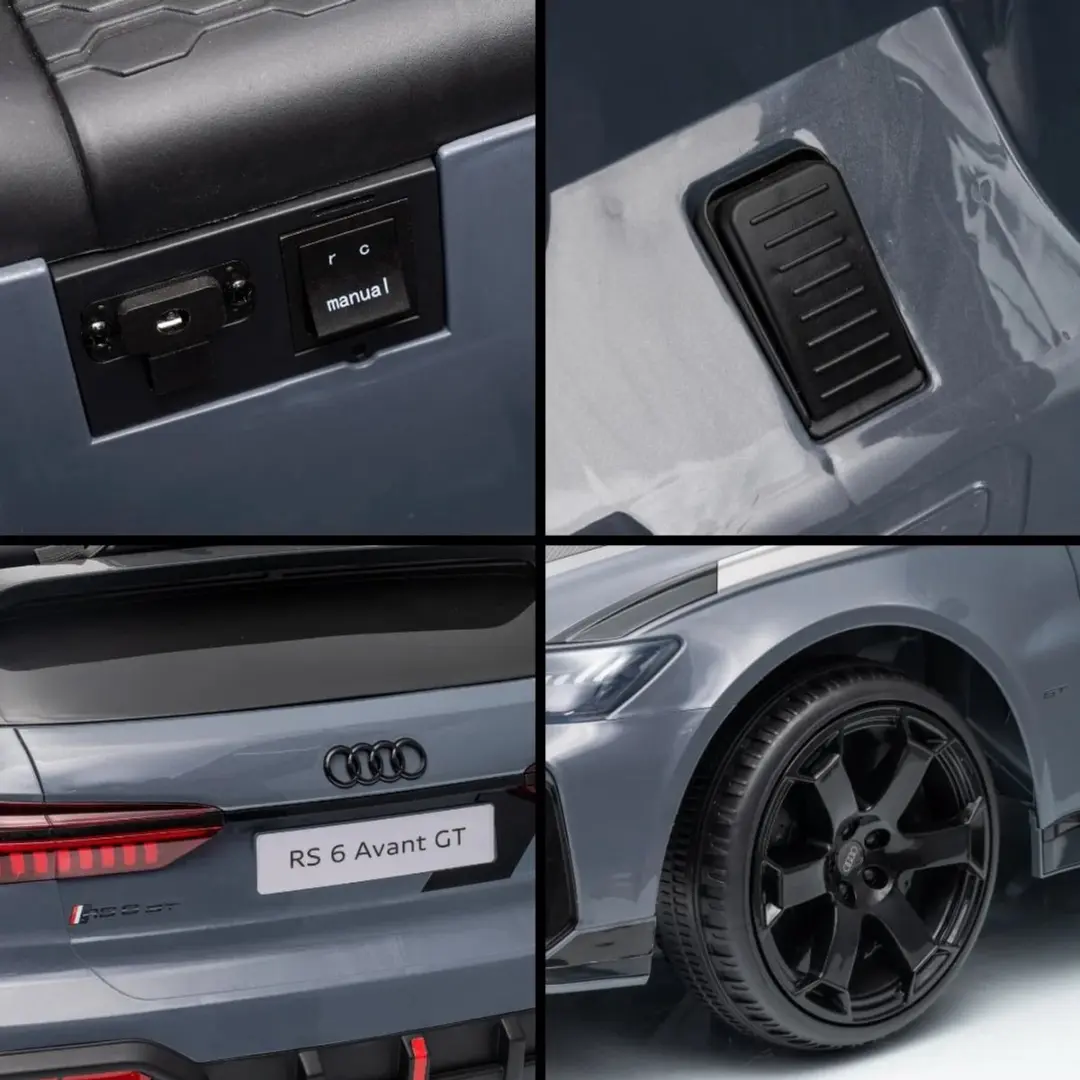 Vrooomy Audi RS6 Avant GT Elektrische Kinderauto 12V - Grijs - afbeelding 3 van 6