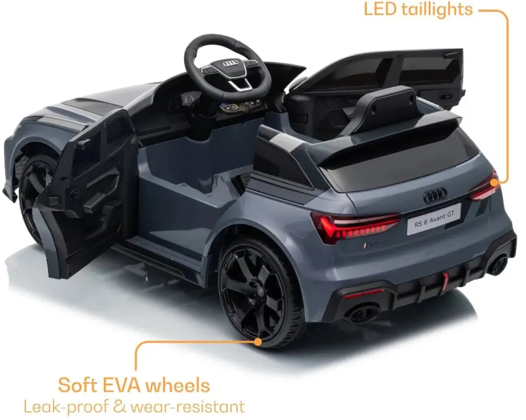 Vrooomy Audi RS6 Avant GT Elektrische Kinderauto 12V - Grijs - afbeelding 6 van 6