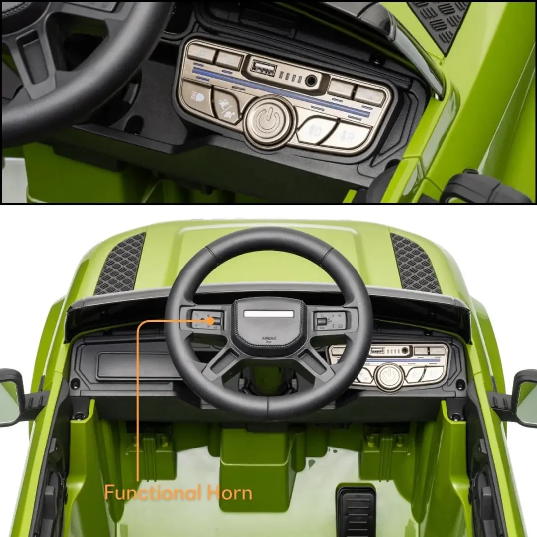 Vrooomy Land Rover Defender 90 12V Kinderauto Groen - 5100695 - afbeelding 2 van 6